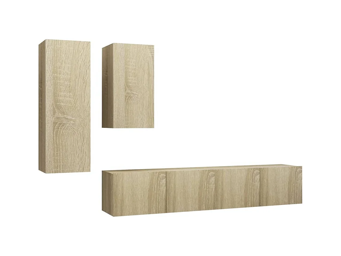 Conjunto de soporte para TV de 4 piezas de madera de ingeniería de roble Sonoma