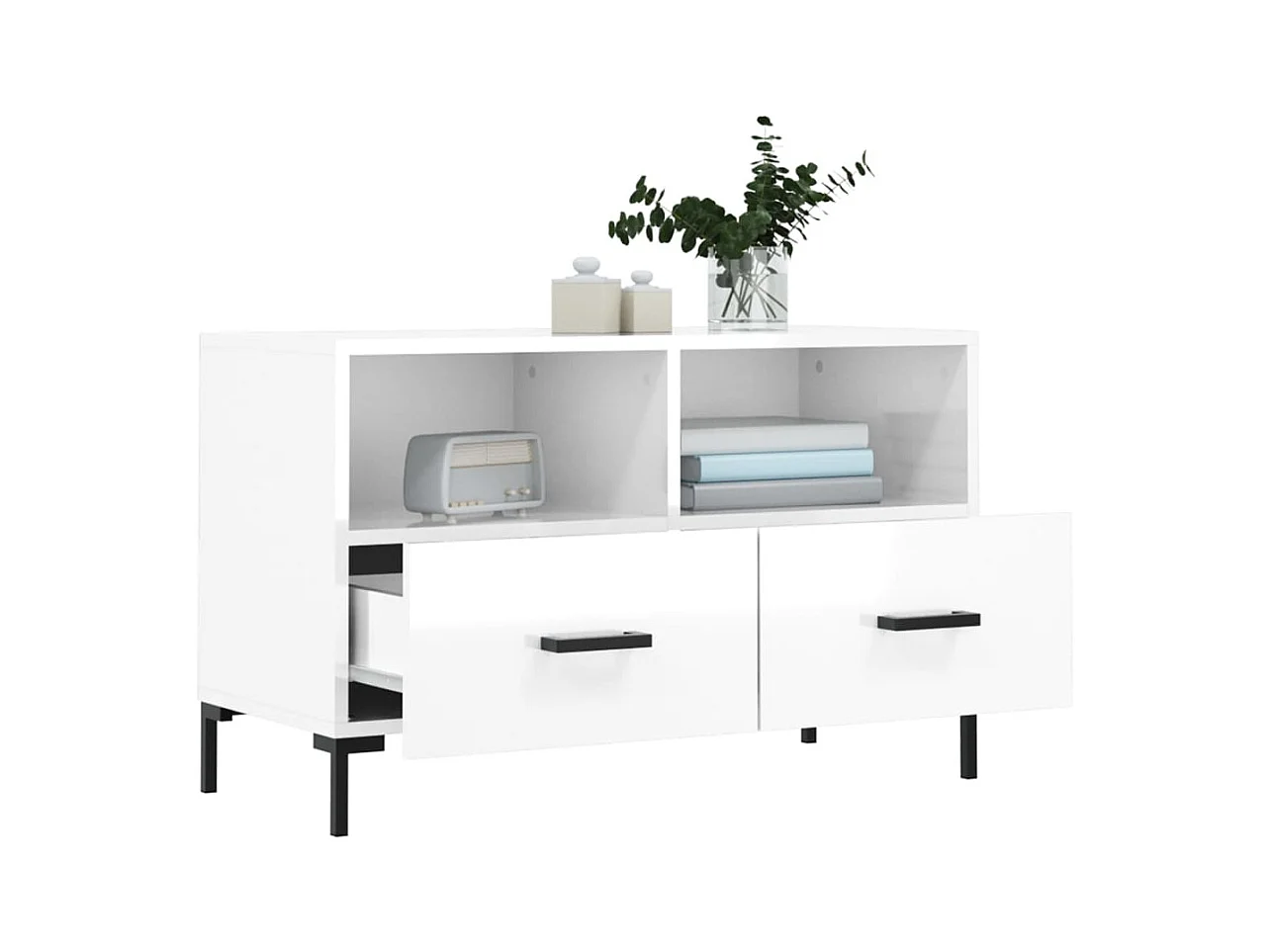 Meuble TV Blanc brillant 80x36x50 cm Bois d'ingénierie