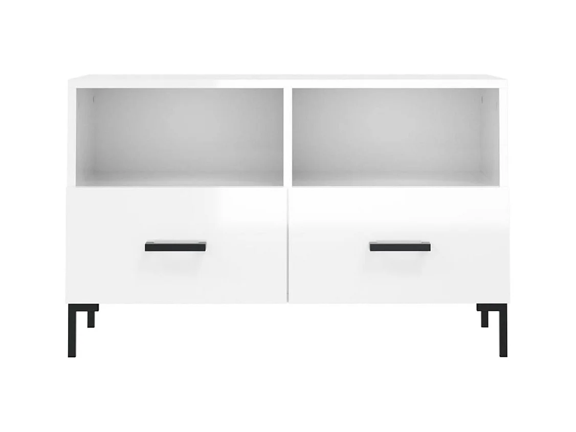 Meuble TV Blanc brillant 80x36x50 cm Bois d'ingénierie
