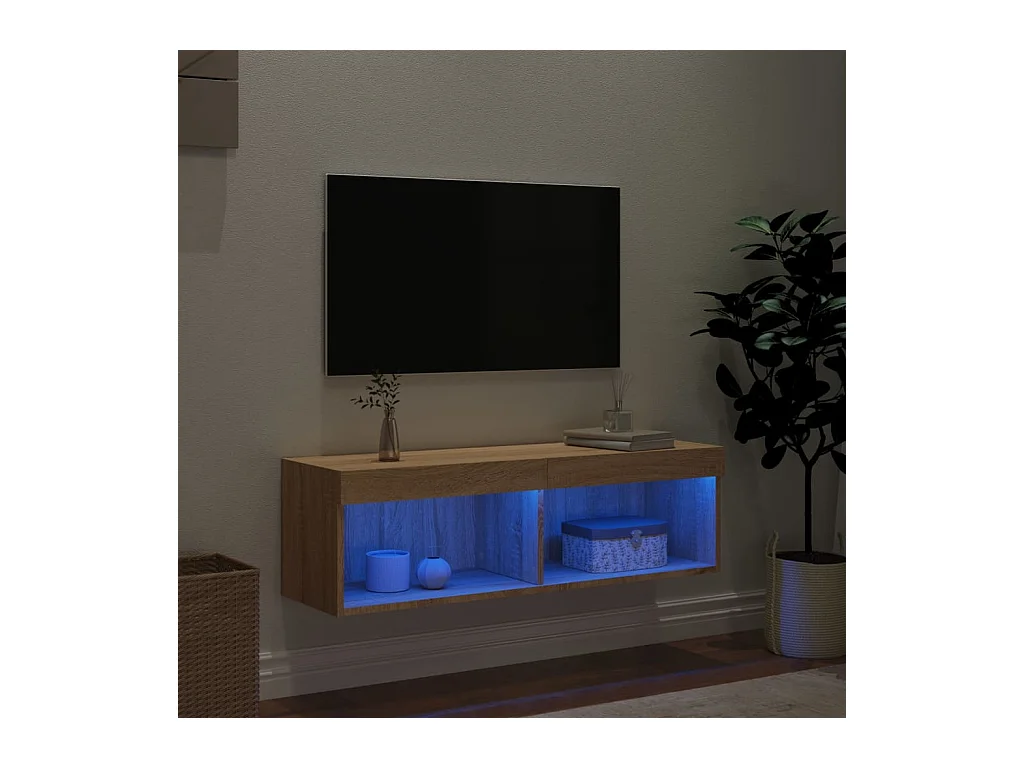 TV-Schrank mit LED-Leuchten Sonoma Eiche 100x30x30 cm