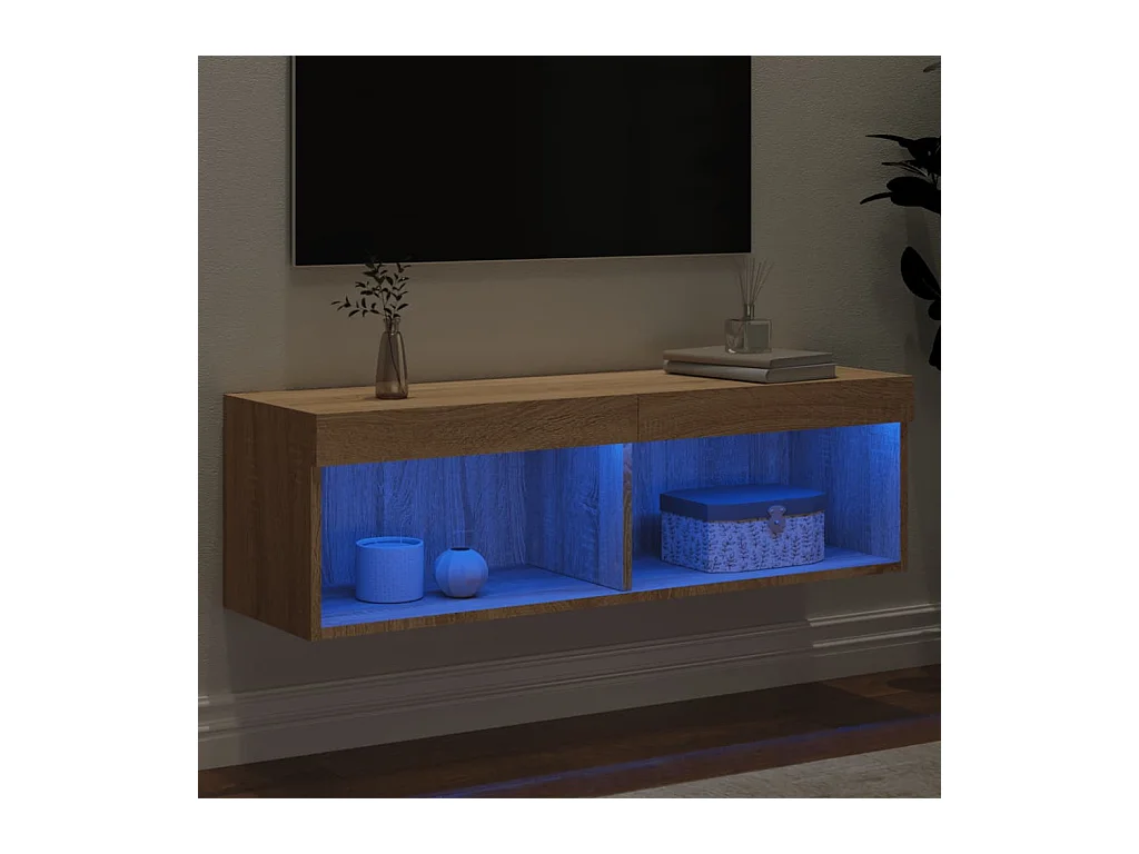 TV-Schrank mit LED-Leuchten Sonoma Eiche 100x30x30 cm