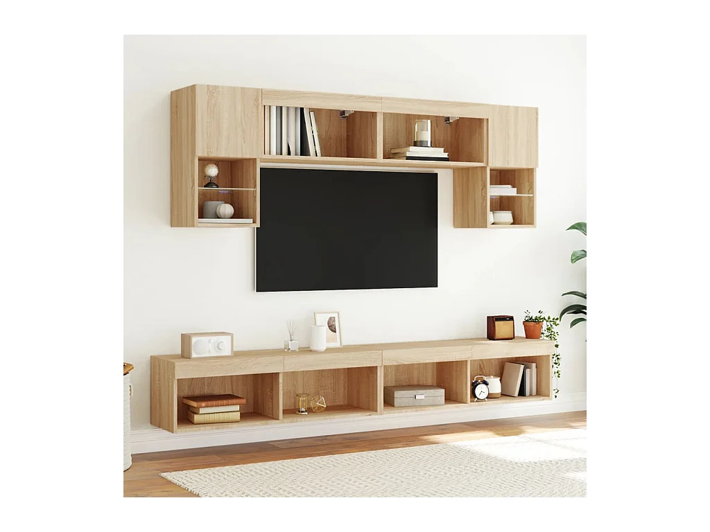 TV-Schrank mit LED-Leuchten Sonoma Eiche 100x30x30 cm