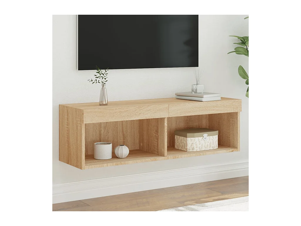 Meuble TV avec lumières LED chêne sonoma 100x30x30 cm