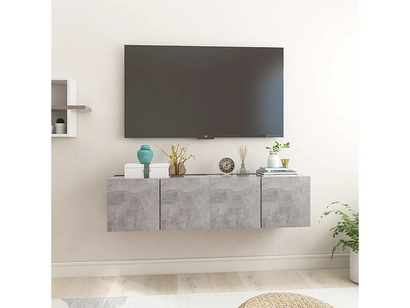 2-delige wand-tv-kast, betongrijs, 60x30x30 cm