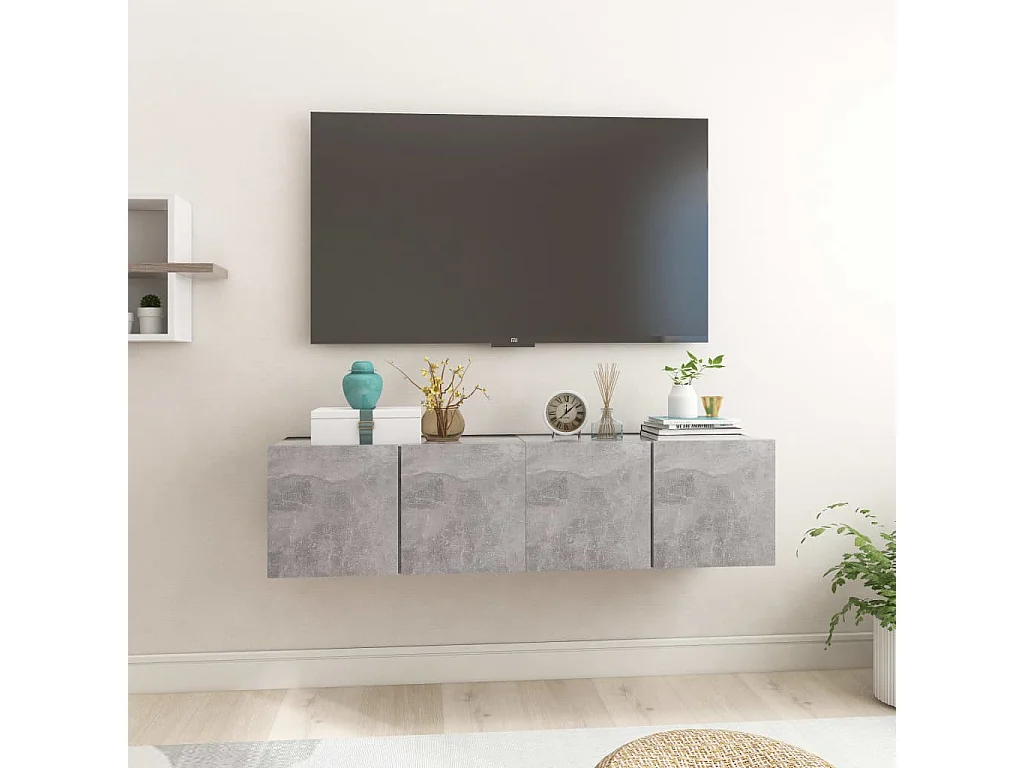 Mueble de TV de pared de 2 piezas, gris hormigón, 60x30x30 cm