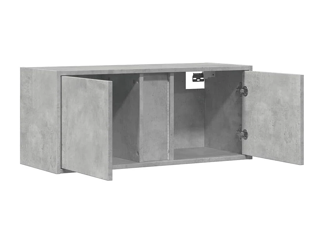 TV-wandmeubel met ledverlichting, betongrijs, 80x31x35 cm