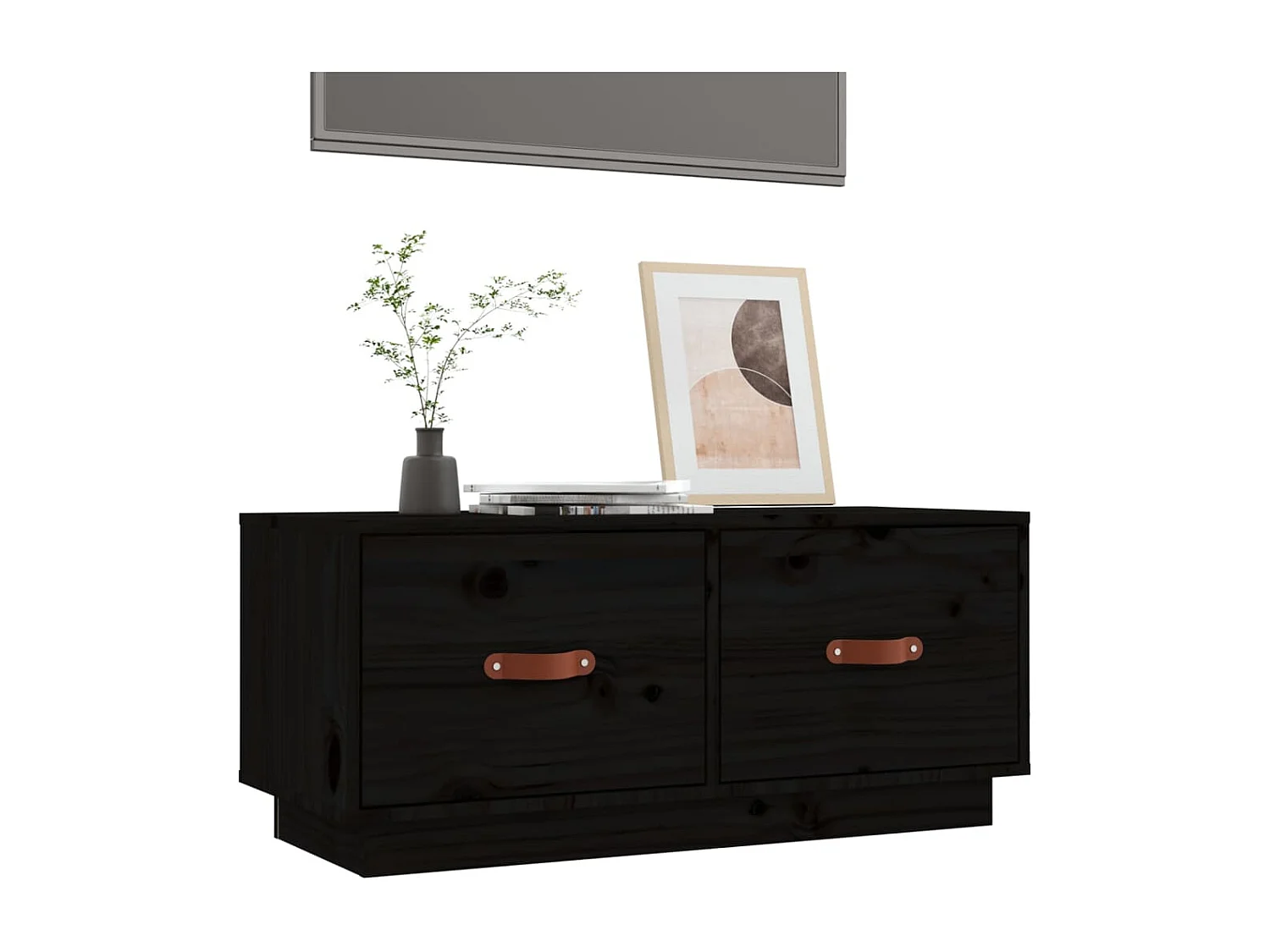 Mobile TV nero 80x34x35 cm Legno massello di pino