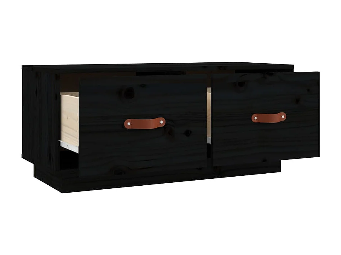 Mobile TV nero 80x34x35 cm Legno massello di pino