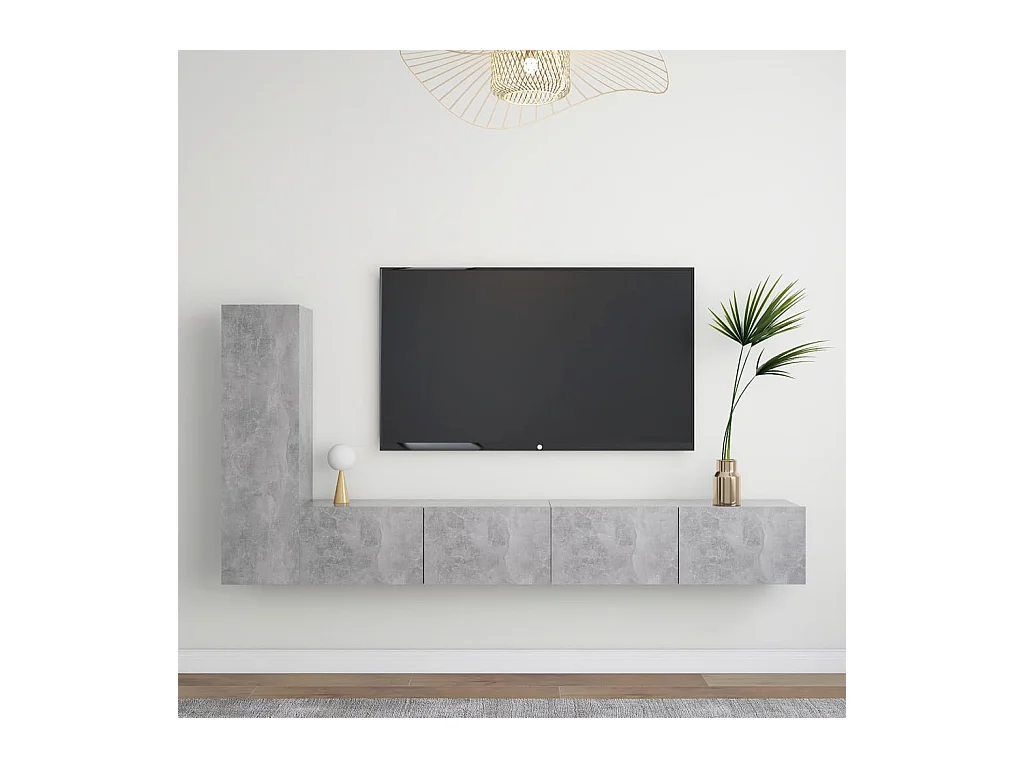 Ensemble de meubles TV 3 pcs Gris béton Bois d'ingénierie