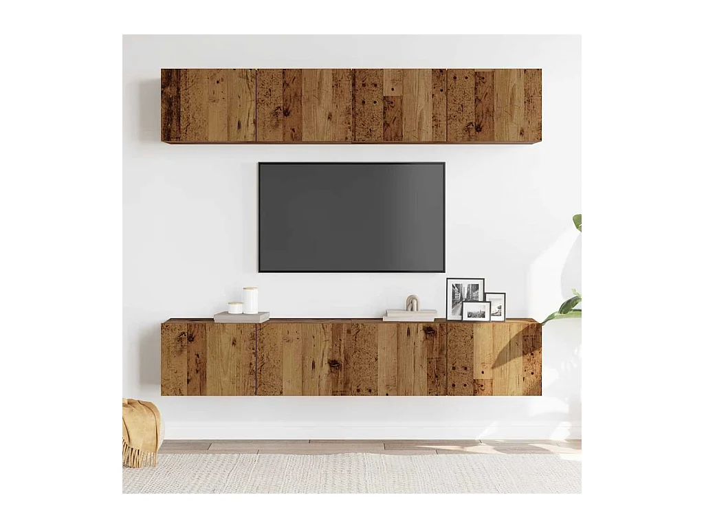 Meubles TV muraux 4 pcs vieux bois bois d'ingénierie