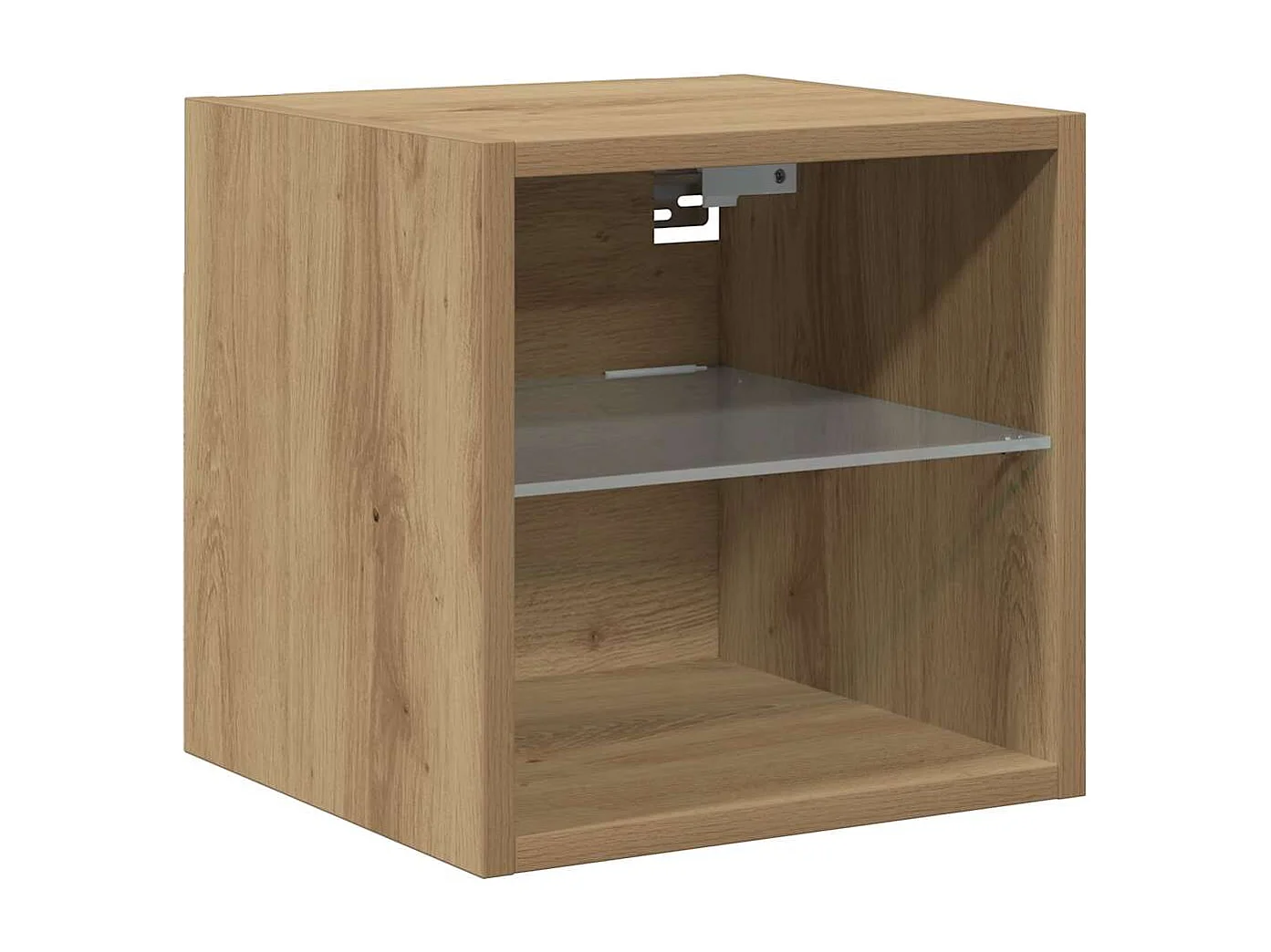 Mobili TV a parete con luci LED, 2 pezzi, rovere lavorato a mano