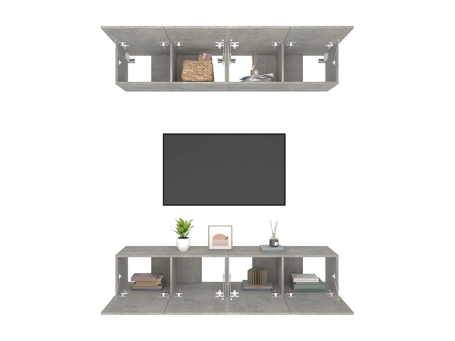 Mueble de TV 4 piezas gris hormigón 80x30x30 cm madera de ingeniería