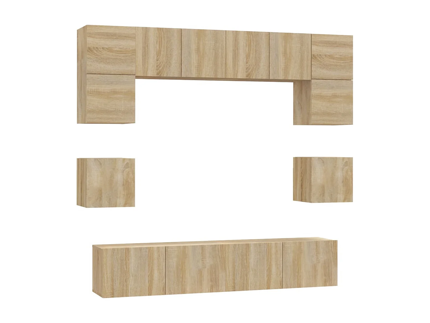 Set di mobili TV da 8 pezzi in legno ingegnerizzato Sonoma Oak