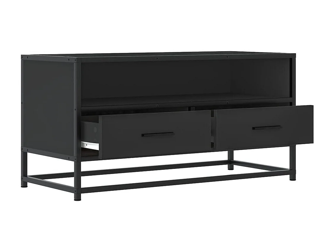 Zwarte tv-kast 80x34,5x40 cm van bewerkt hout en metaal
