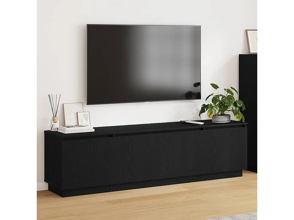 Meuble TV avec LED Chêne noir 180 x 38 x 49 cm