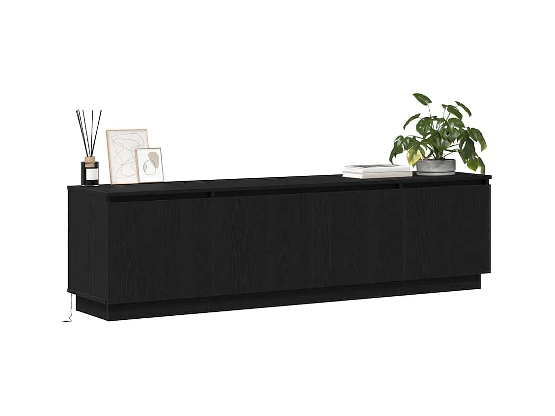 Meuble TV avec LED Chêne noir 180 x 38 x 49 cm