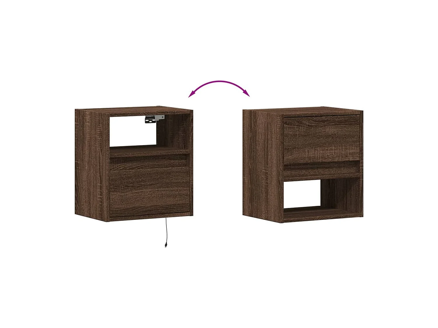 Mobili TV a parete con luci LED, 2 pezzi, rovere marrone, 41x31x45 cm