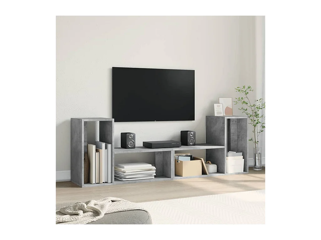 Mueble de TV 2 piezas gris hormigón 75x30x50 cm madera de ingeniería