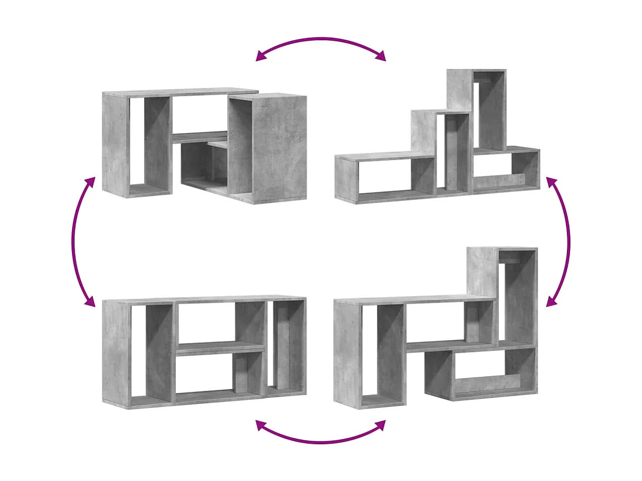 Meubles TV 2 pcs gris béton 75x30x50 cm bois d'ingénierie