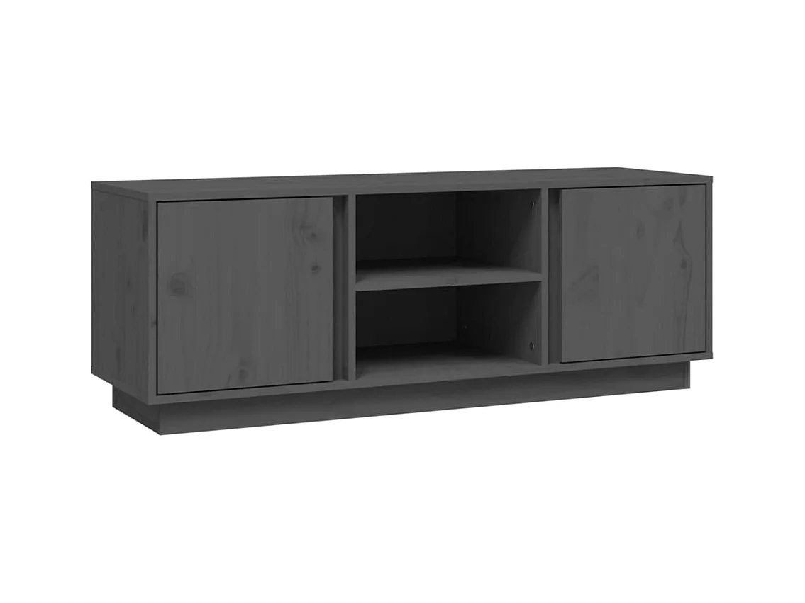 Mobile TV grigio 110x35x40,5 cm Legno massello di pino
