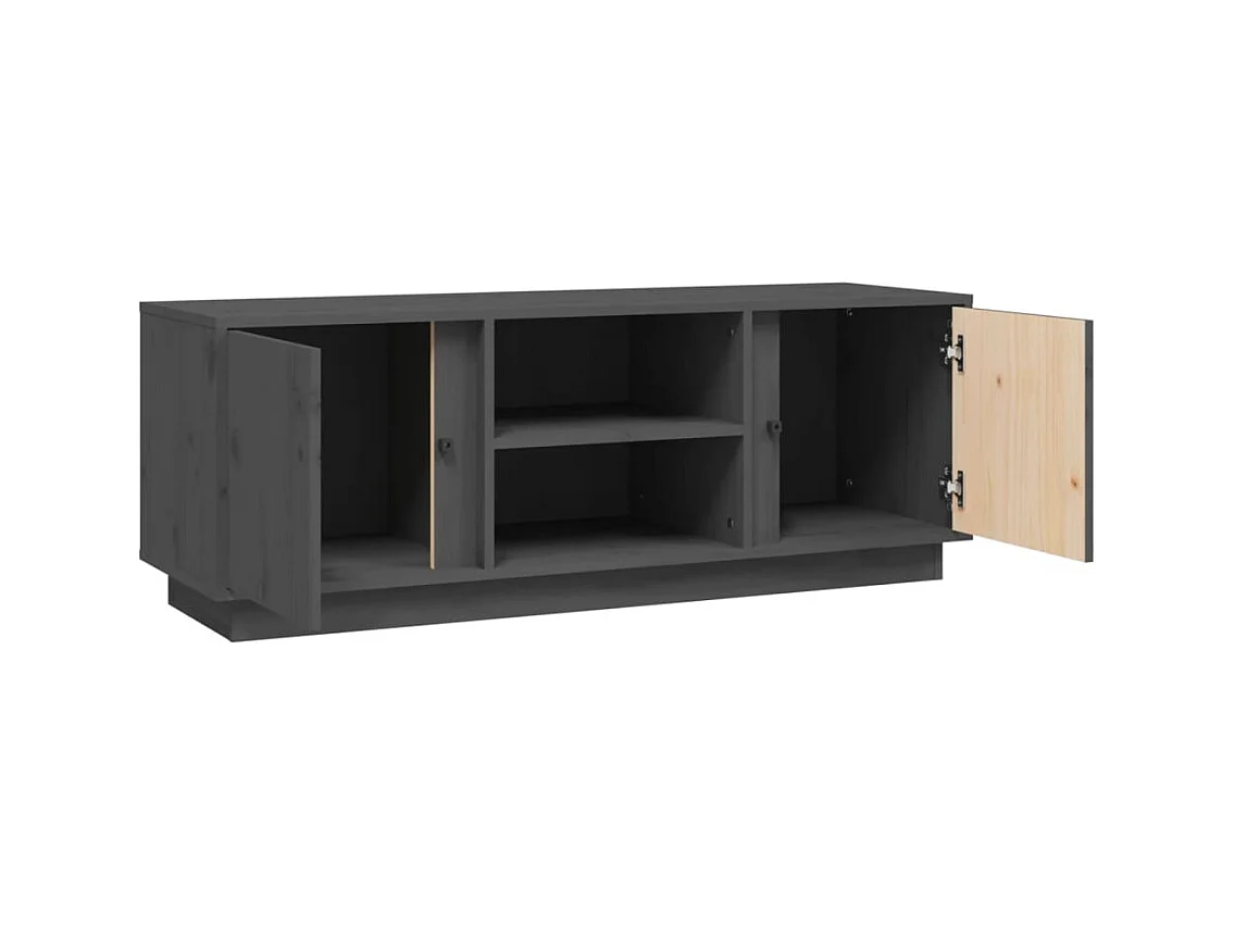 Mobile TV grigio 110x35x40,5 cm Legno massello di pino