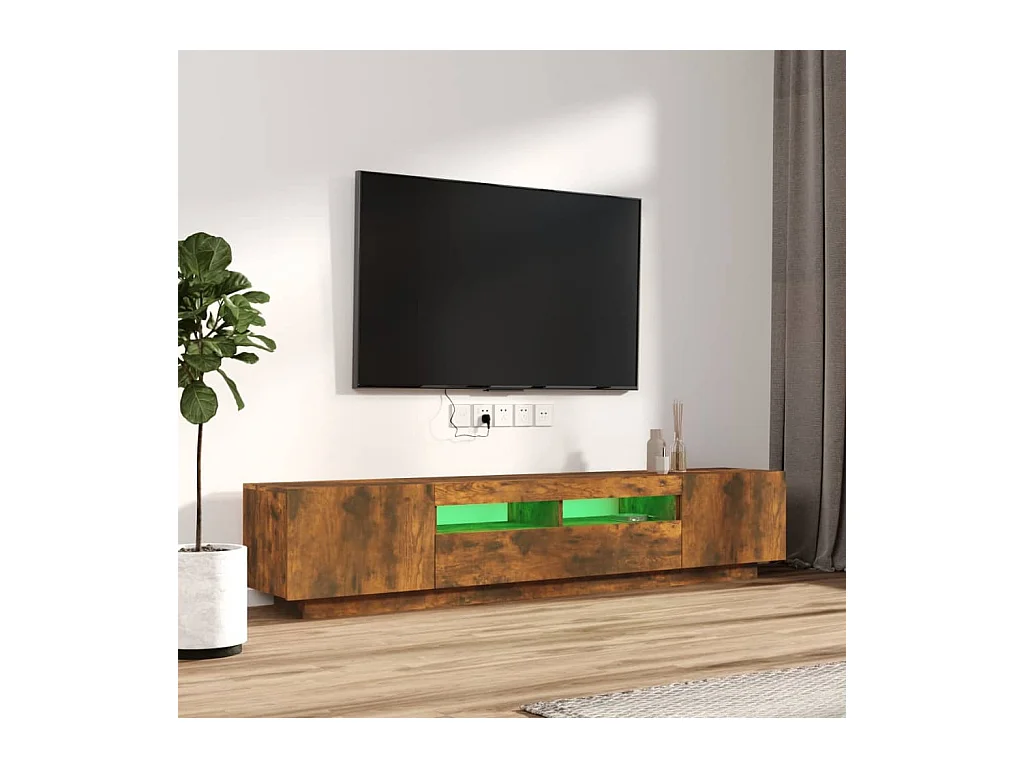 Ensemble de meubles TV avec lumières LED 2 pcs Chêne fumé