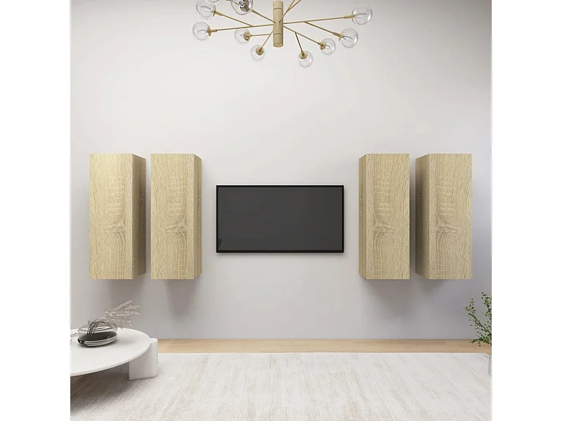 Mobile TV 4 pezzi Rovere Sonoma 30,5x30x90 cm Legno ingegnerizzato