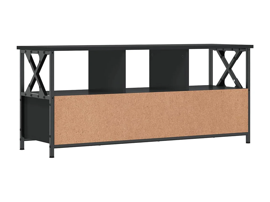 Meuble TV noir 102x33x45 cm bois d'ingénierie et fer