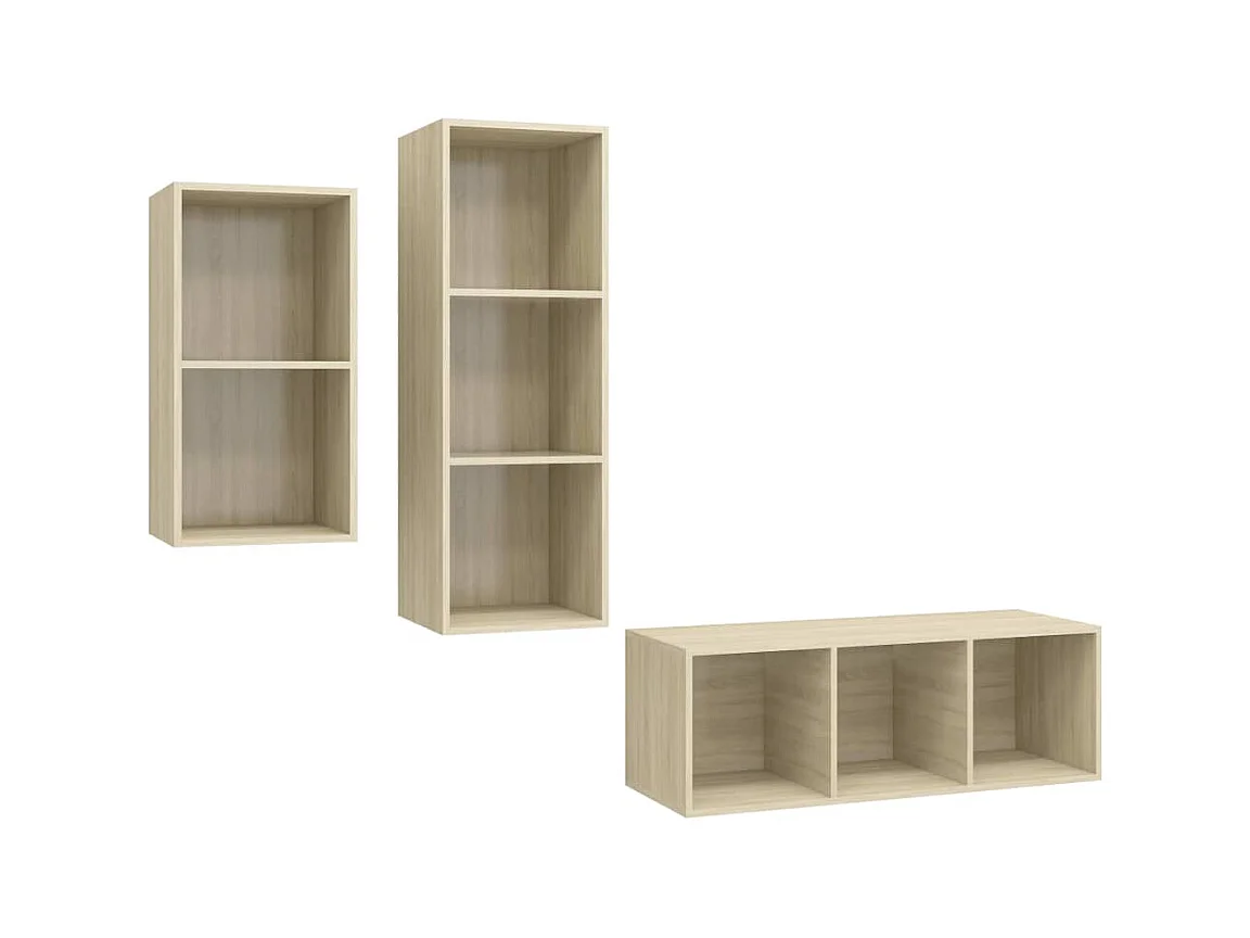 Conjunto de soporte para TV de 3 piezas de madera de ingeniería de roble Sonoma