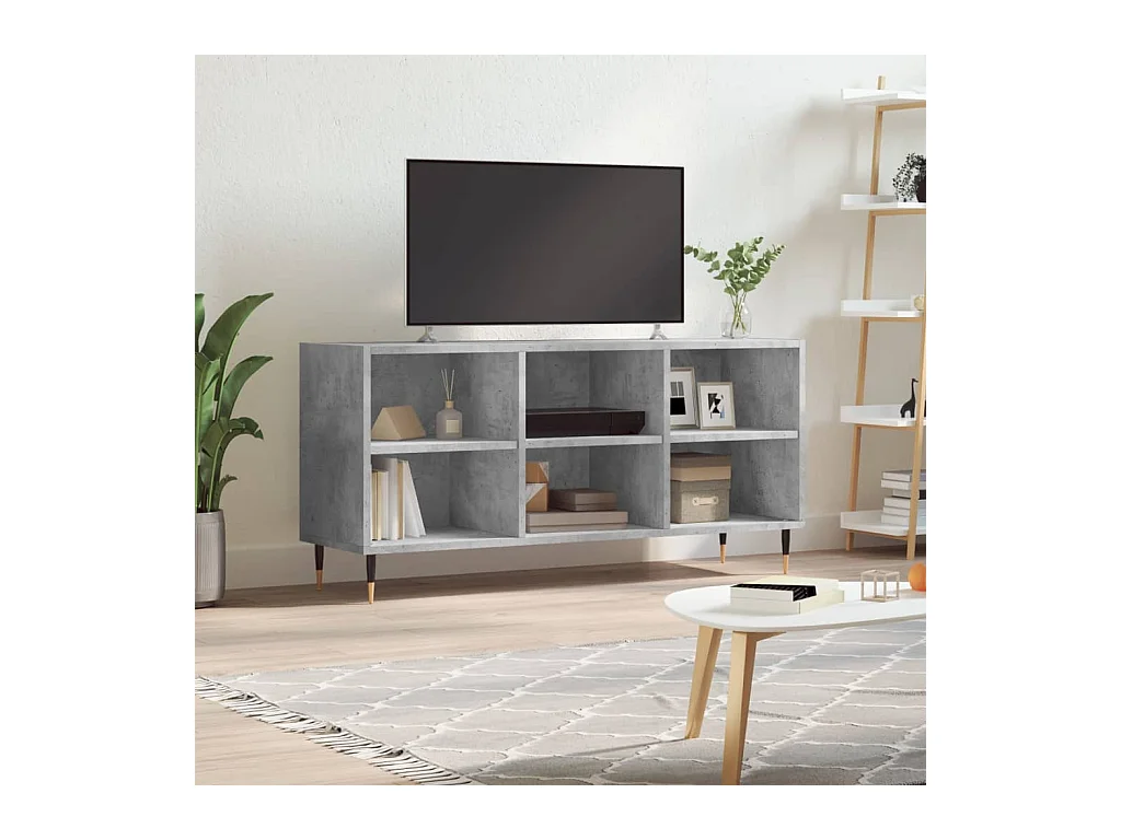 Meuble TV gris béton 103,5x30x50 cm bois d'ingénierie