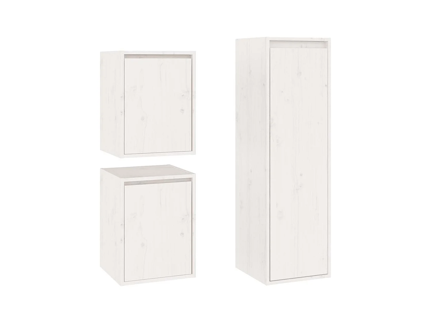 Meubles TV 3 pcs Blanc Bois massif de pin
