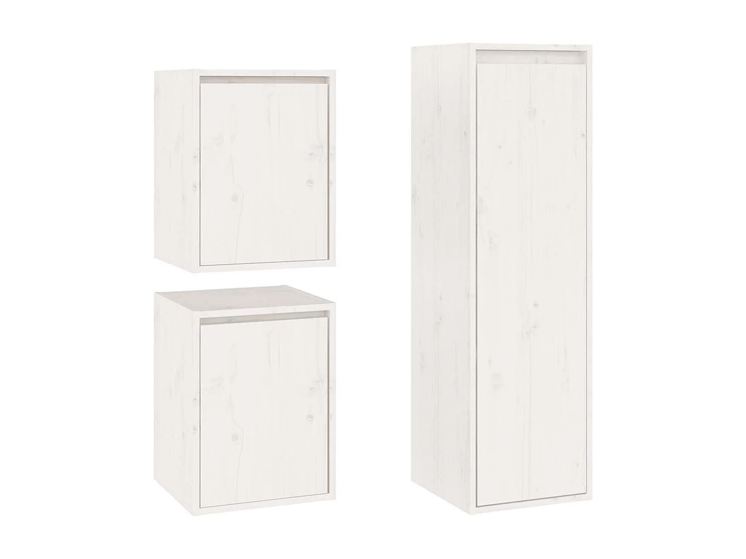 Meubles TV 3 pcs Blanc Bois massif de pin