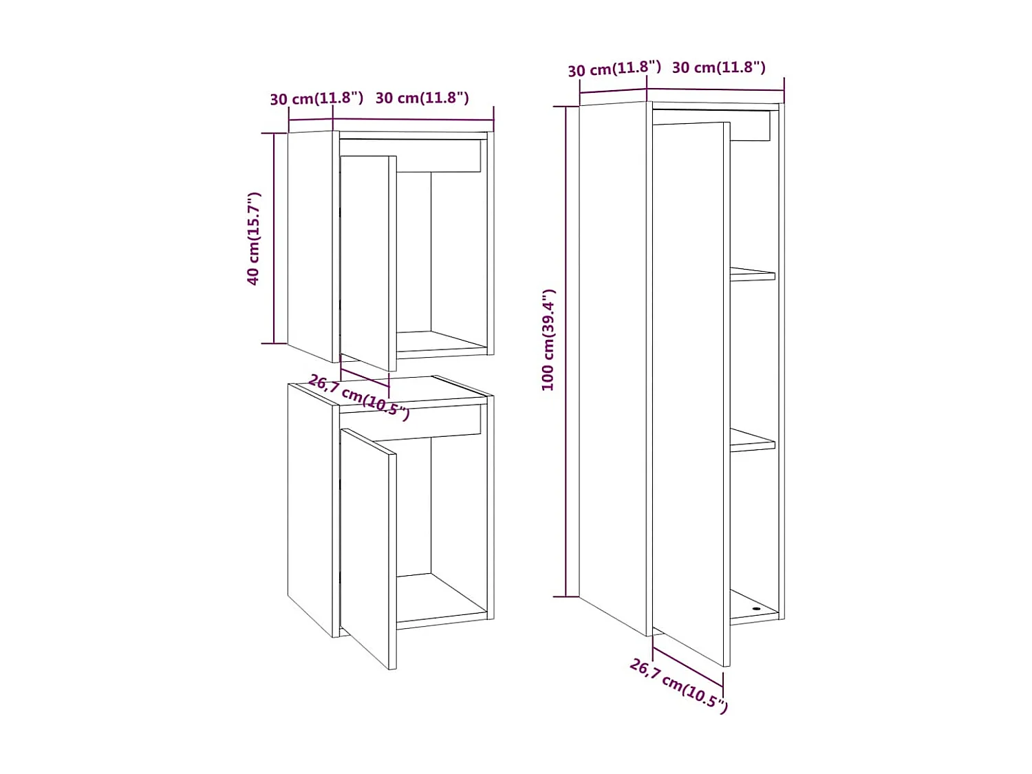 Meubles TV 3 pcs Blanc Bois massif de pin