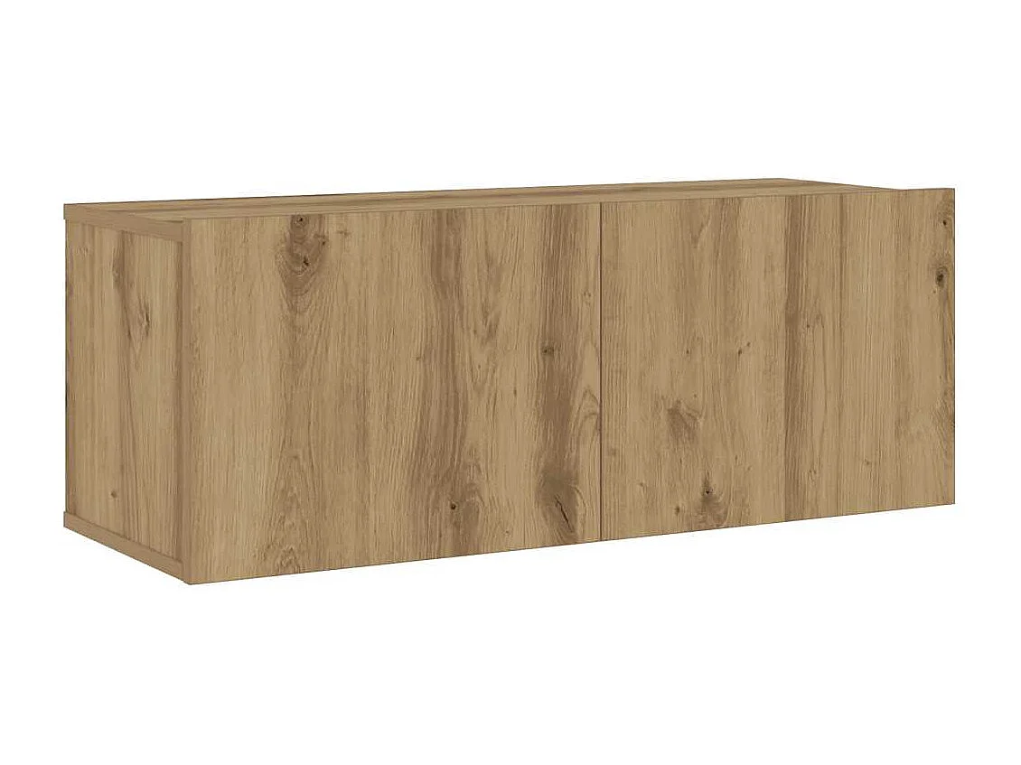 Mobili TV da parete a 3 pezzi, rovere lavorato a mano, legno ingegnerizzato