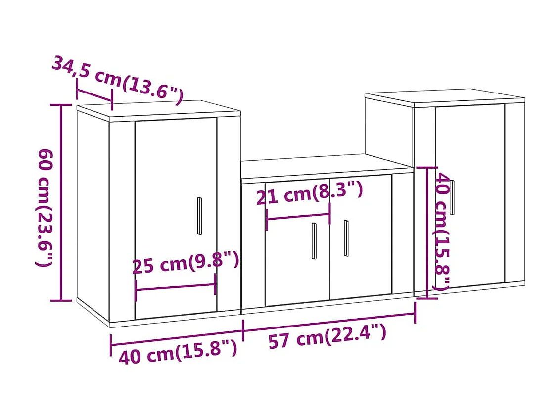 Ensemble de meubles TV 3 pcs Blanc Bois d'ingénierie