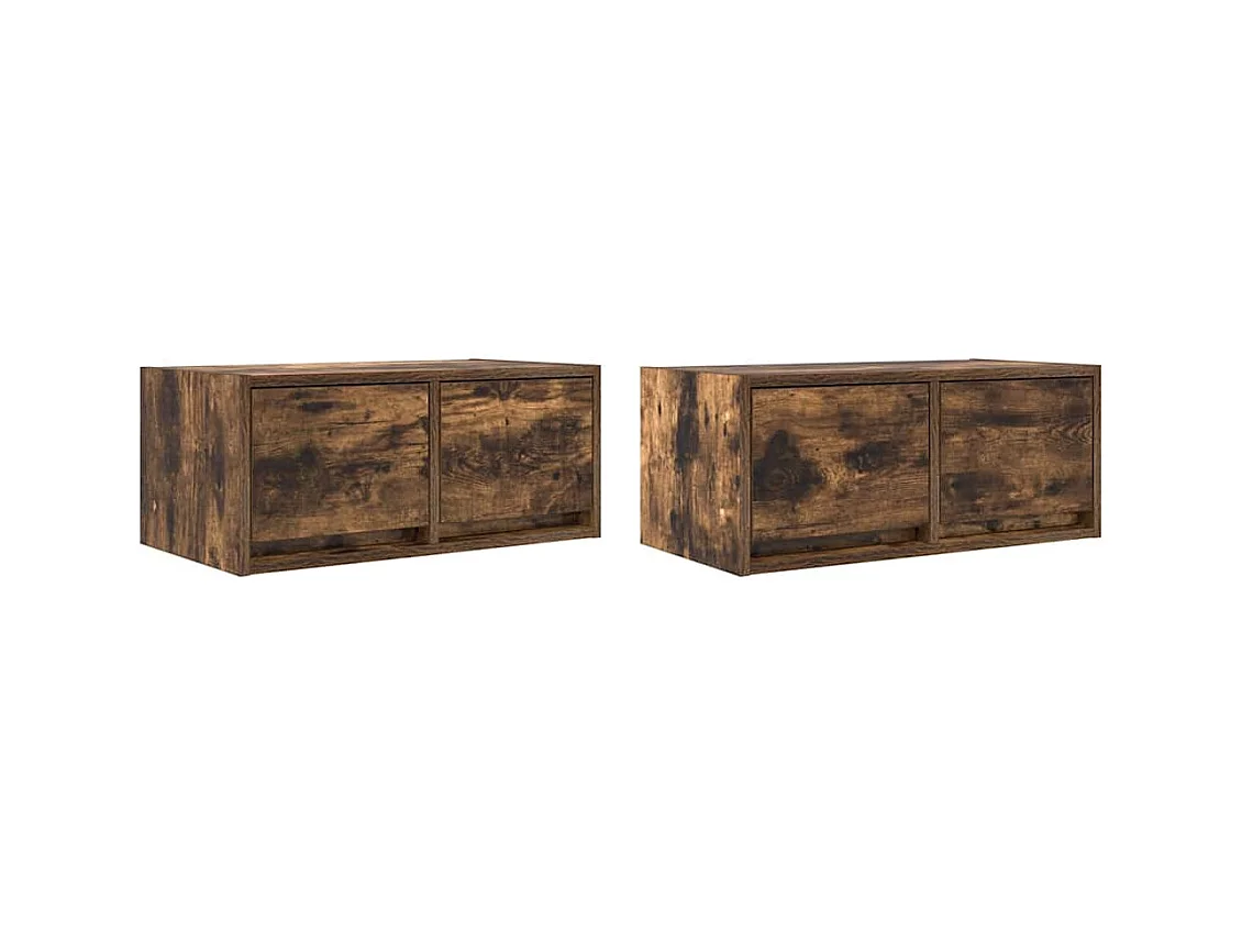 TV-kast 2 stuks gerookt eiken 60x31x25,5 cm bewerkt hout