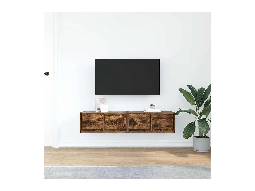 TV-kast 2 stuks gerookt eiken 60x31x25,5 cm bewerkt hout