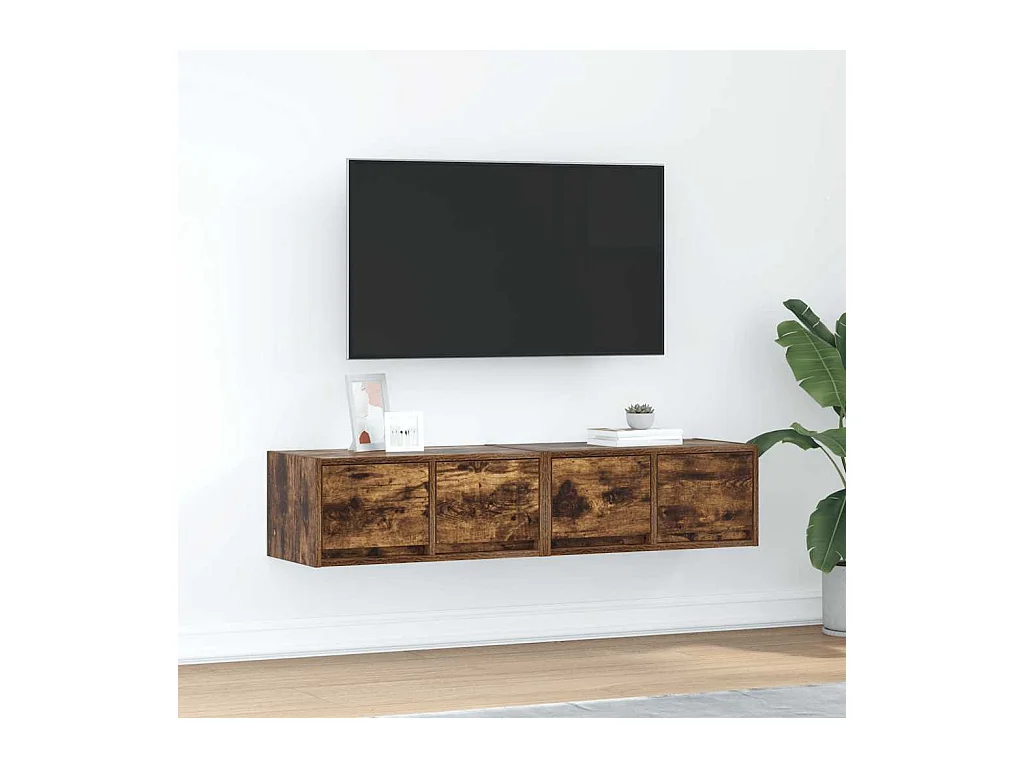 Mobile TV 2 pezzi rovere affumicato 60x31x25,5 cm legno ingegnerizzato