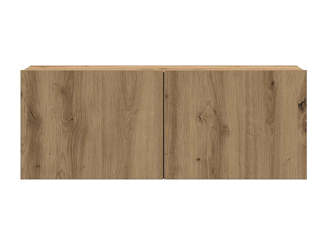 Mobili TV da parete a 4 pezzi, rovere lavorato a mano, legno ingegnerizzato