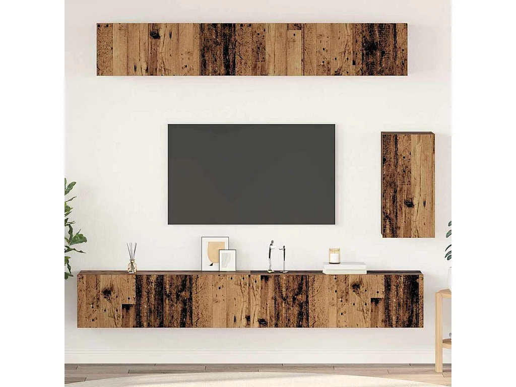 Ensemble meuble TV 6 pcs Bois ancien Standard Moyen