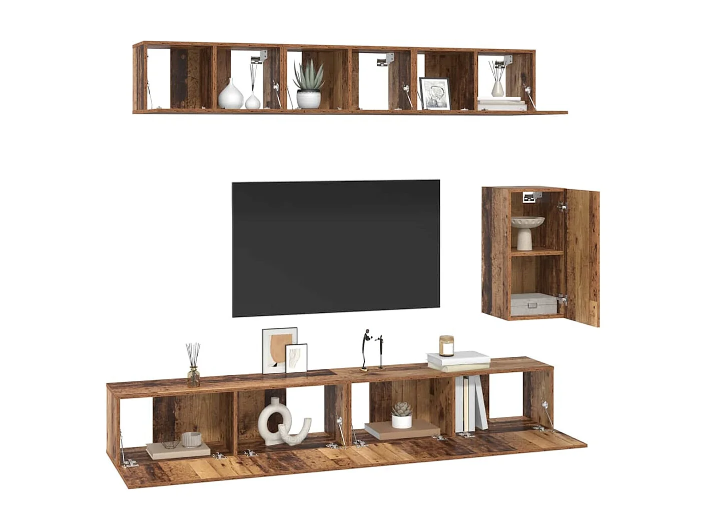 Ensemble meuble TV 6 pcs Bois ancien Standard Moyen