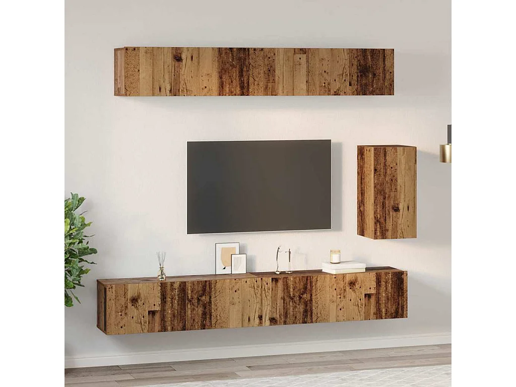 Ensemble meuble TV 6 pcs Bois ancien Standard Moyen