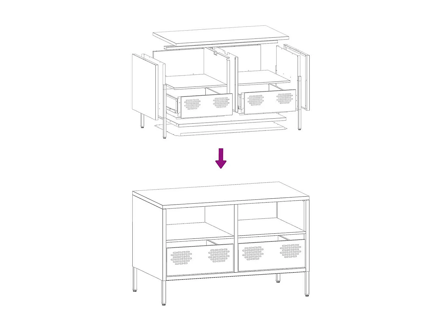 Meuble TV jaune moutarde 68x39x43,5 cm acier laminé à froid