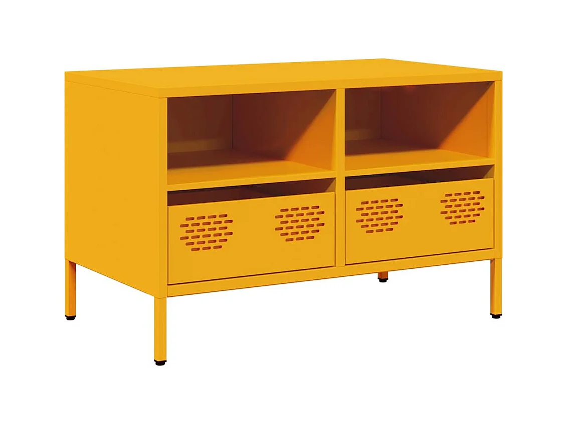 Mueble de TV amarillo mostaza 68x39x43,5 cm acero laminado en frío