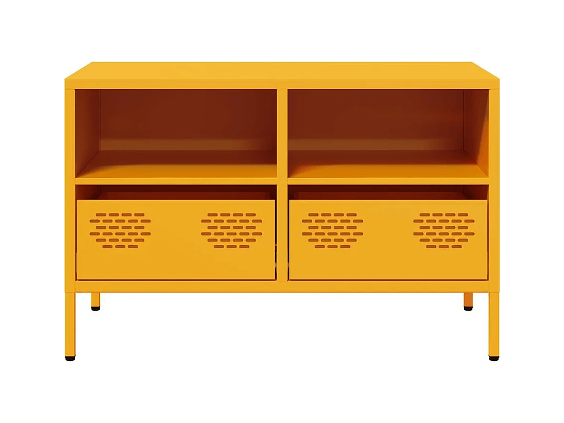 Mueble de TV amarillo mostaza 68x39x43,5 cm acero laminado en frío