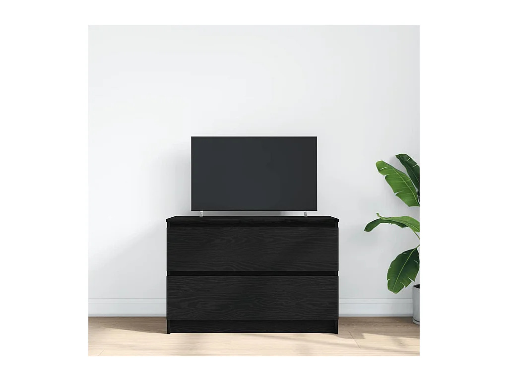Meuble TV noir 80x35x54 cm bois d'ingénierie