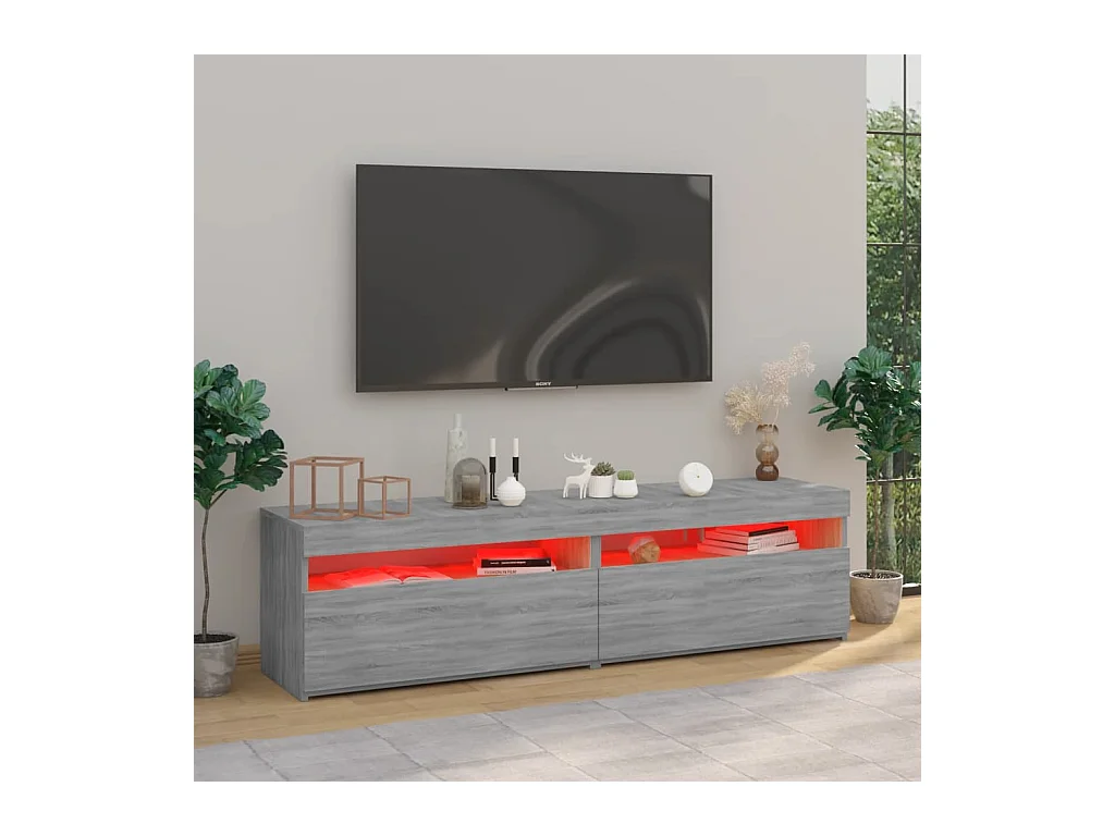 Muebles de TV con luces LED 2 piezas Sonoma gris 75x35x40 cm