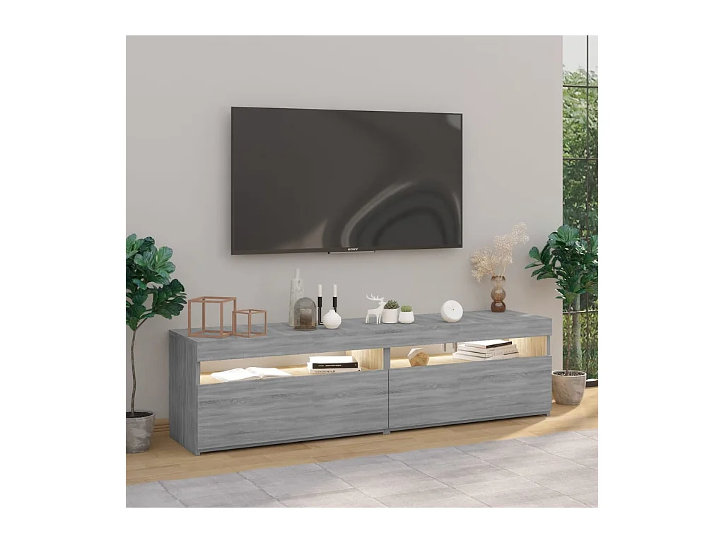 Muebles de TV con luces LED 2 piezas Sonoma gris 75x35x40 cm