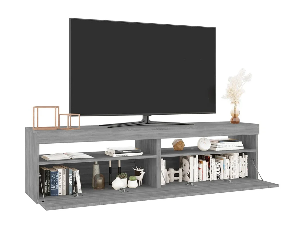 Muebles de TV con luces LED 2 piezas Sonoma gris 75x35x40 cm