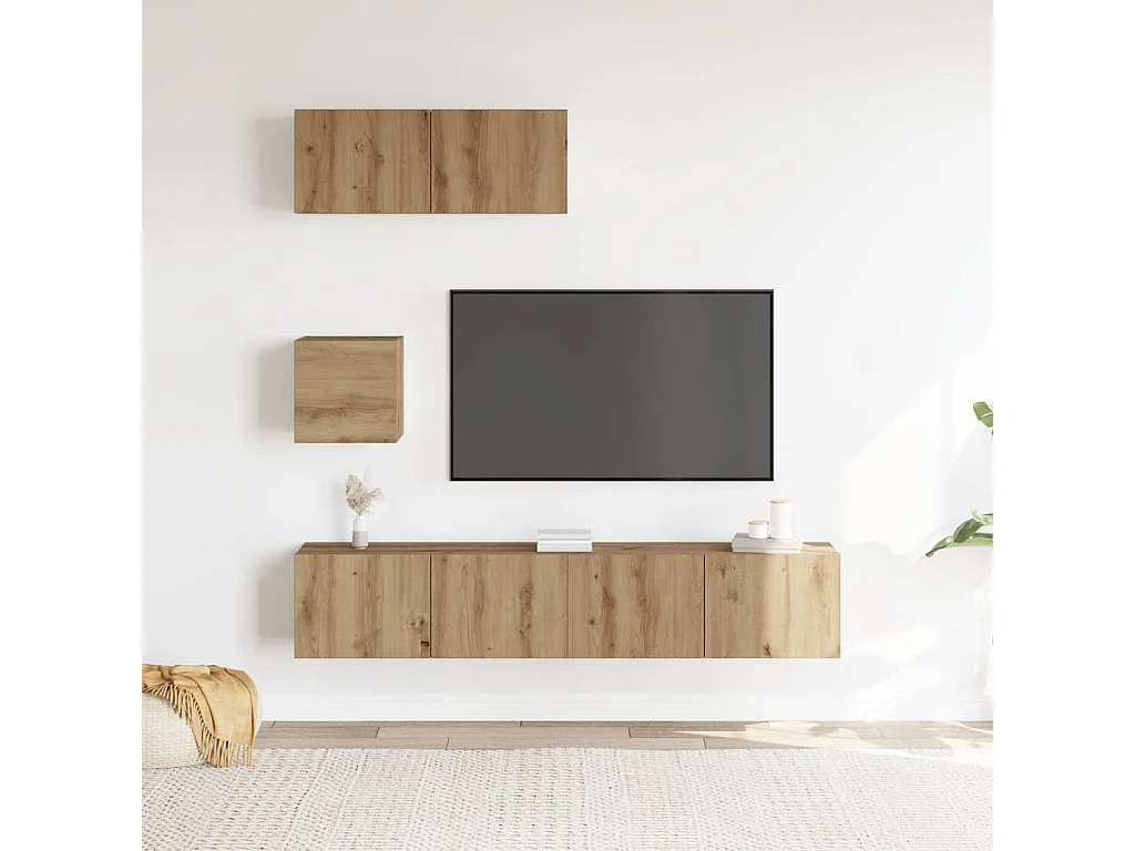 Ensemble de meuble TV mural 4 pcs chêne artisanal